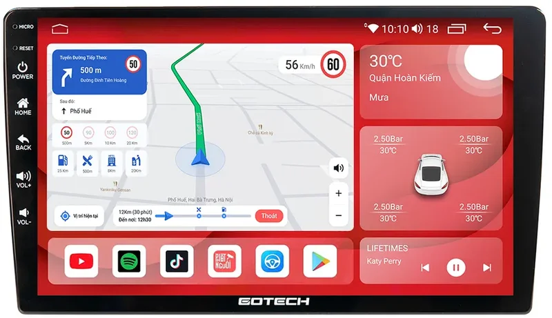 Màn hình Android Gotech G4 lắp đặt hoàn thiện