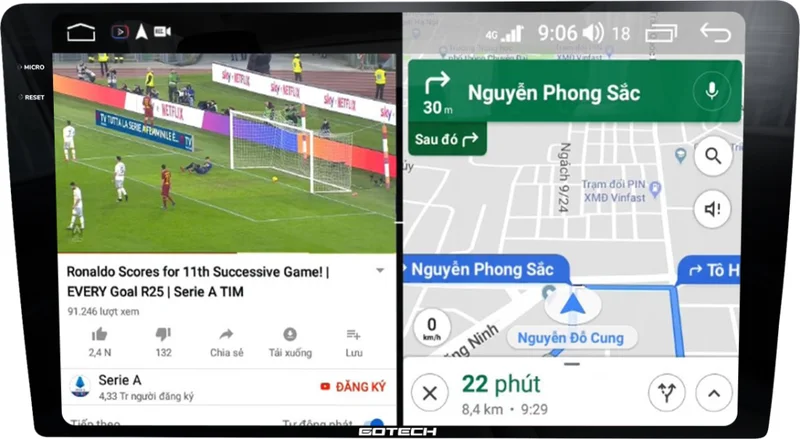 Tính năng chia đôi màn hình đa nhiệm mượt mà trên Gotech GT2K 360