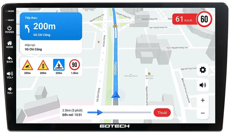 Màn hình Android Gotech G360 tích hợp bản đồ dẫn đường thông minh