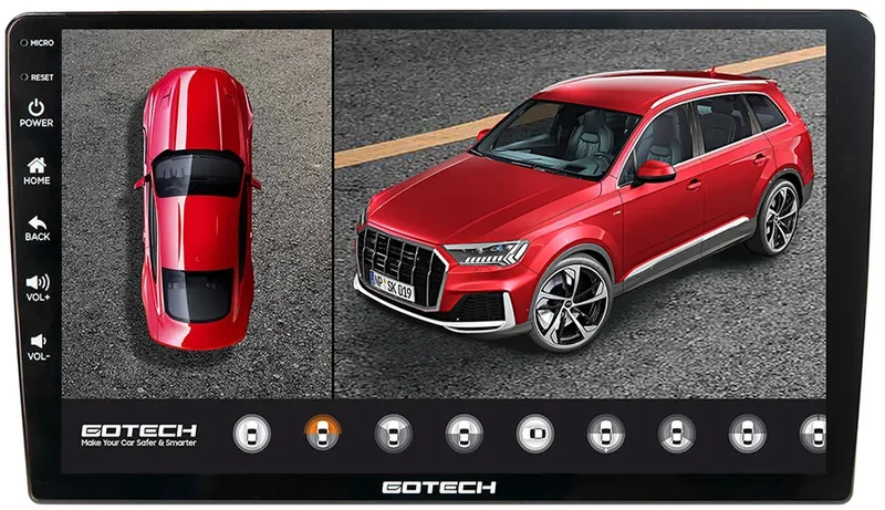 Màn hình Android Gotech G360 hiển thị Camera 360 toàn cảnh sắc nét
