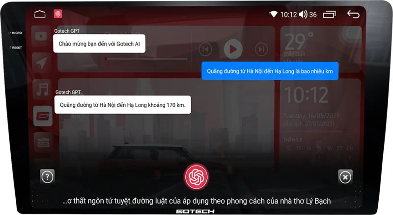 Ra lệnh giọng nói cực chuẩn trên Màn hình Android Gotech GT2K New